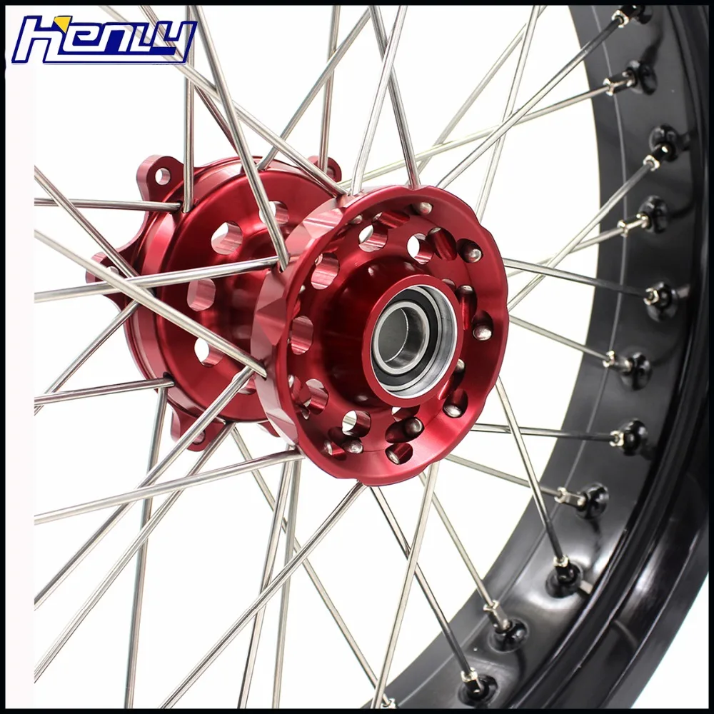 3,5/5,0 супермото Motard, колесные диски комплект для HONDA CRF250R/CRF450R-/2013 Красный ЧПУ концентраторы