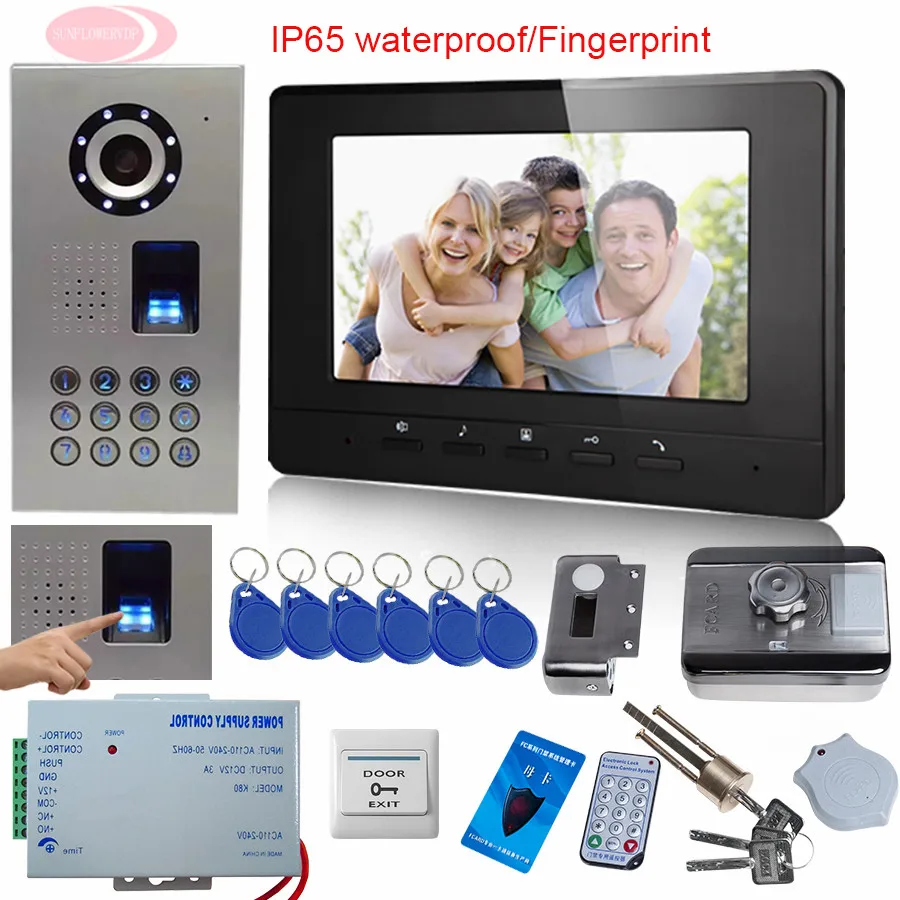 

SUNFLOWERVDP Doorbell With Camera Wired Phone For Home Rfid Door Lock Intercom Video Fingerprint/Code Unlock Digital Doorphones
