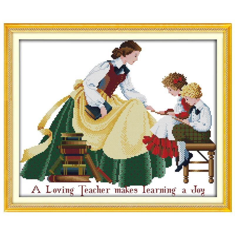 Teacher and Children Patterns Counted Cross Stitch 11CT 14CT Cross
