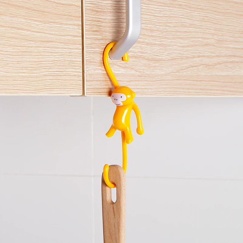 Cartoon monkey hook for kitchen organizer s shape key rack kids room