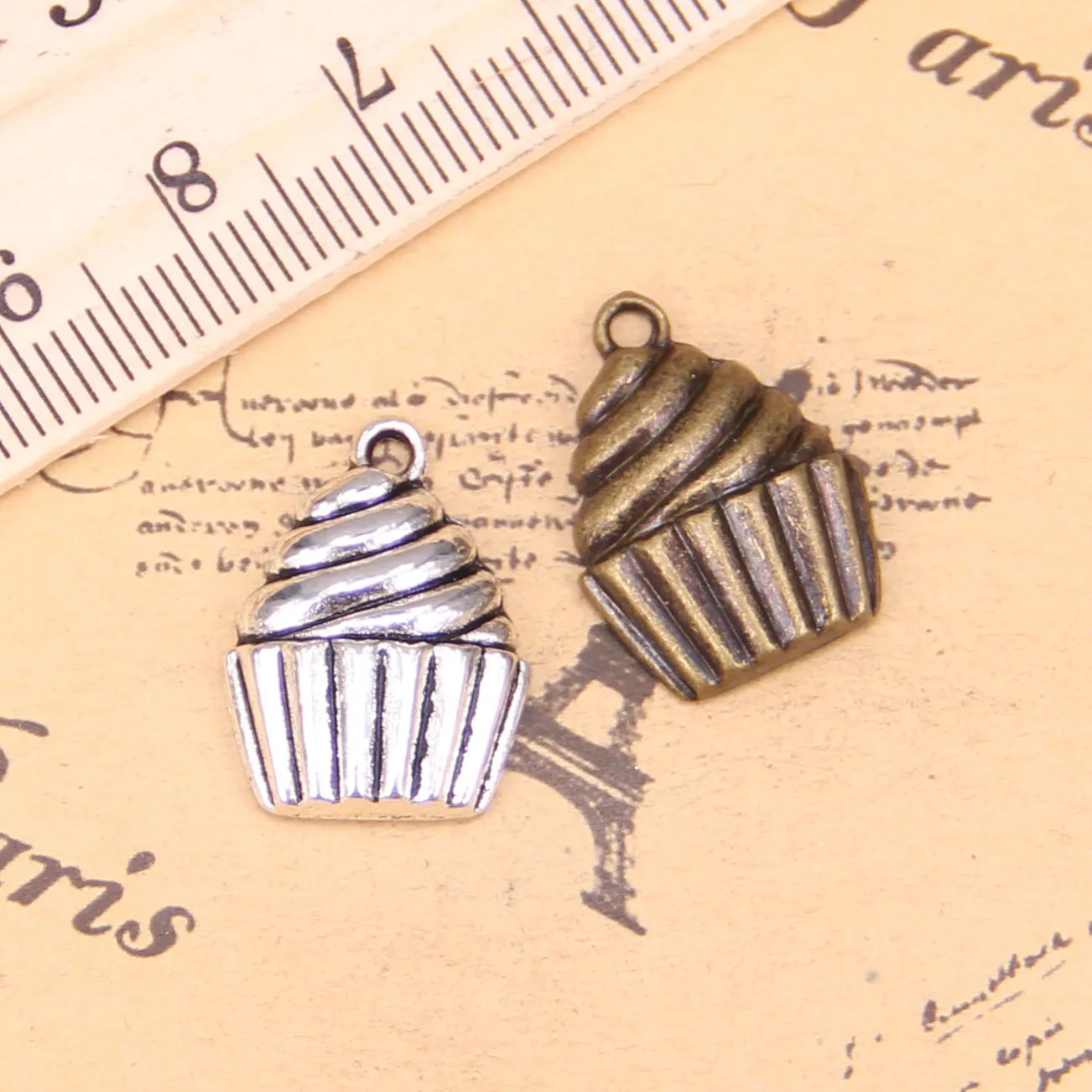 

80pcs Jewelry Charms cupcake ice cream 20x15mm Antique Silver Plated Pendants Making DIY Handmade Tibetan Silver Jewelry