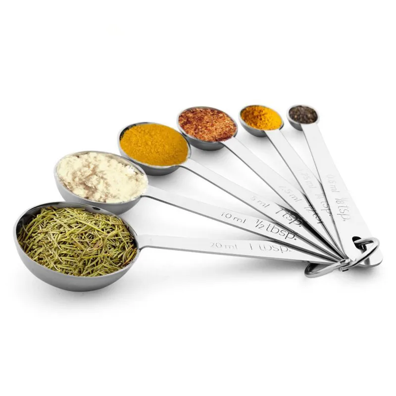 New 6Pcs/set Stainless Steel Measuring Spoons Set Seasoning Spoon set Teaspoons For Kitchen