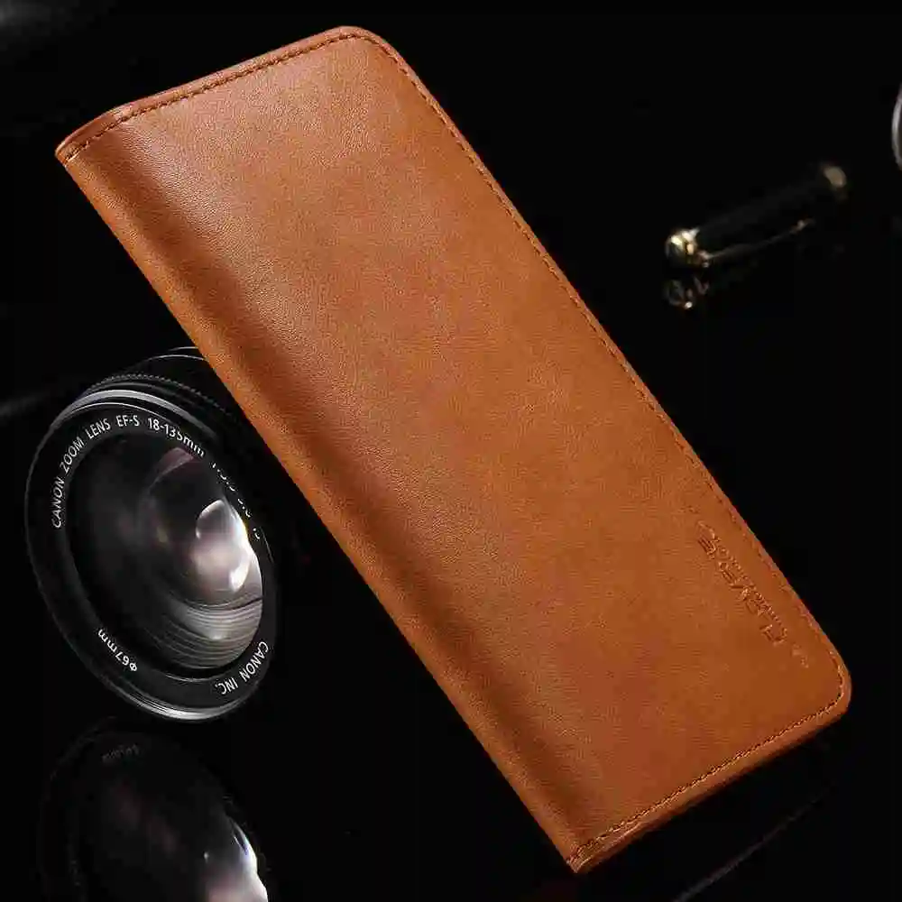 Универсальный чехол-кошелек FLOVEME из натуральной кожи для iPhone X, 8, 7, 6, 6S Plus, samsung Galaxy Note 8, S8, S9 Plus, S7, 5,5 дюймов, сумка - Цвет: Light Brown
