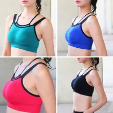 Фитнес Спортивный бюстгальтер женский бюстгальтер для бега йоги пуш-ап спортивный бюстгальтер-Топ Мягкий Бюстгальтер спортивный жилет Йога Топ двойной плечевой ремень
