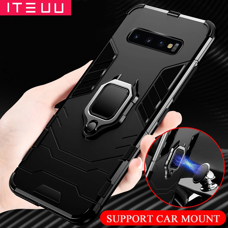ITEUU Антидетонационная подставка держатель Броня чехол для samsung S10 Plus S10E Чехлы