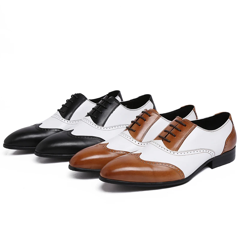 

Black / brown oxfords wedding shoe mens dress shoes genuine leather mens casual business shoes breathable formal party shoes
