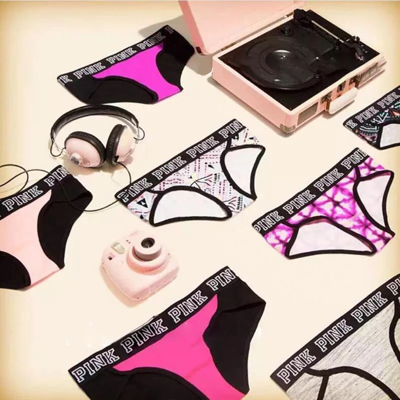 

3pcs Women's underwear New Pink Letter Girls Panties Women Sexy Briefs Soft Cotton Underwear women Loungewear Lingerie