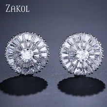 ZAKOL изысканные очаровательные серьги-гвоздики с кубическим цирконием в форме зонта для женщин, ювелирный подарок FSEP232