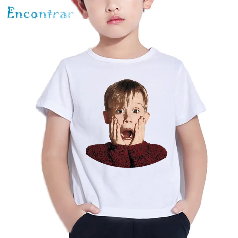 

Movie Home Alone Pattern Funny Kids T shirt Baby Girls Summer Short Sleeve Tops Boys Casual White T-shirt,ooo5518