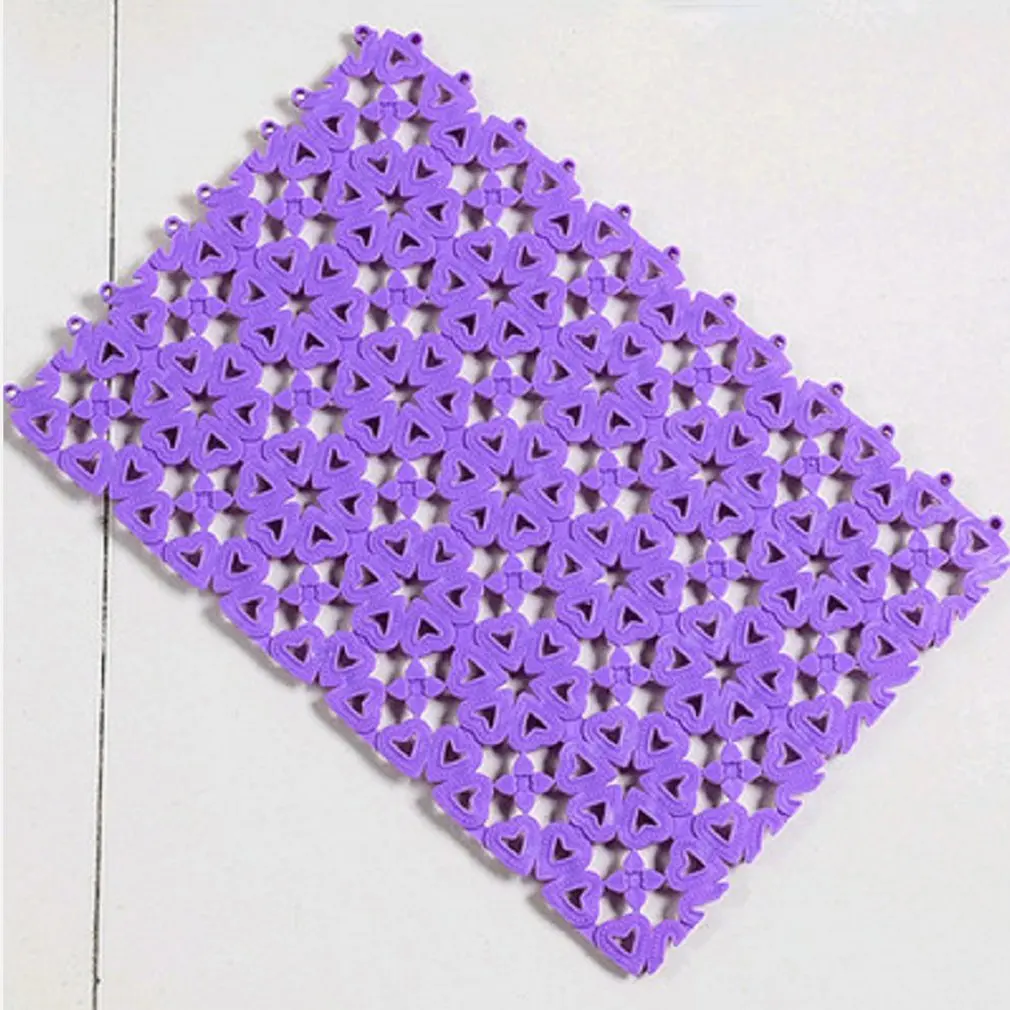 Нескользящие водостойкие сливные массажные подушечки яркого цвета Любовь Дизайн строчка коврик для ванной коврик для душа принадлежности для ванной комнаты - Цвет: purple