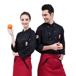 Высокого качества 3 цвета с длинными рукавами куртка повара Ресторан Кухня отель готовить костюм мужчина женщина Кухня рабочая одежда
