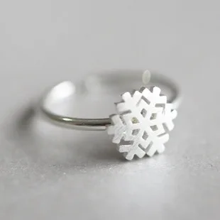 

New Fashion 925 Sterling Silver Snowflake Snow Ring for Women Christmas Jewelry Girls Gift