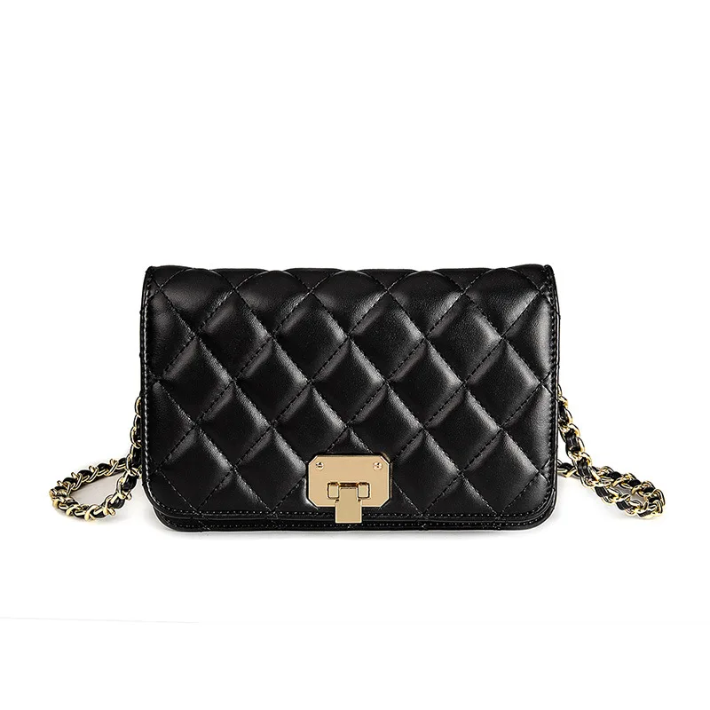 

Caker Brand 2019 Women PU Leather Diamond Lattice chain Crossbody Bags Fashion Beaded Shoulder Bags