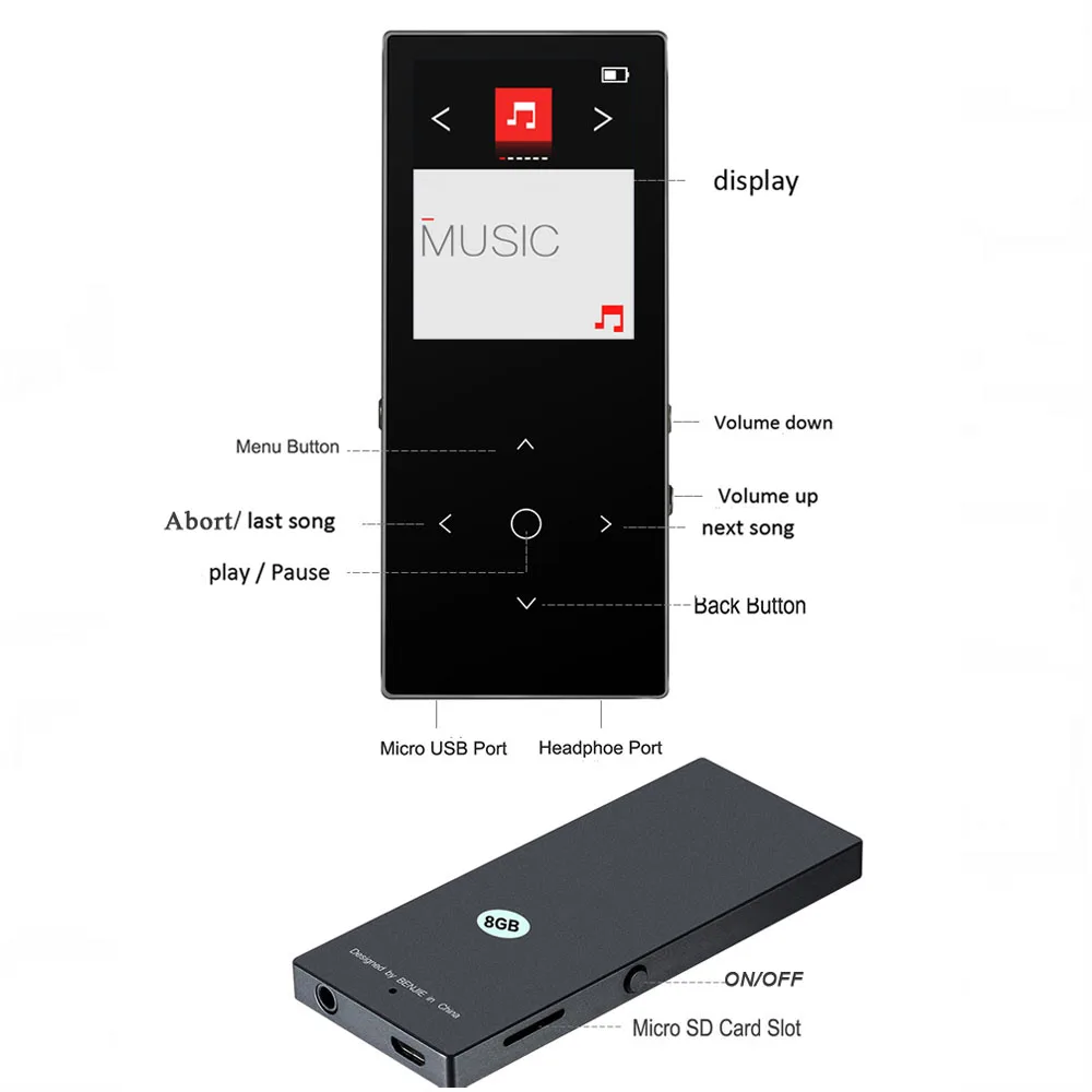 Mp3 плеер BENJIE тонкий с сенсорными клавишами 8 ГБ Bluetooth мм|new mp3 player|mp3 playerbluetooth |