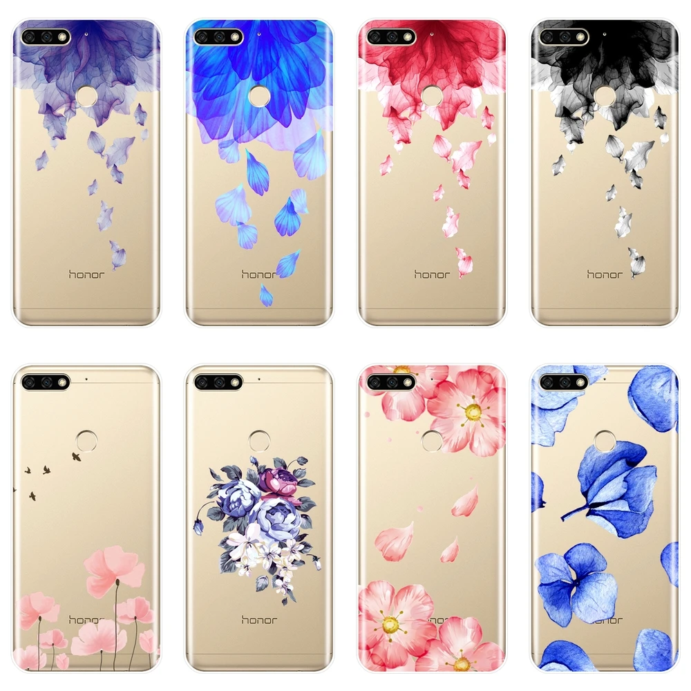 

Back Cover For Huawei Honor 7 8 9 10 Lite Pink Flower Soft Phone Case Silicone For Huawei Honor 7 7S 7X 7A 7C Pro 10 9 8 8X MAX
