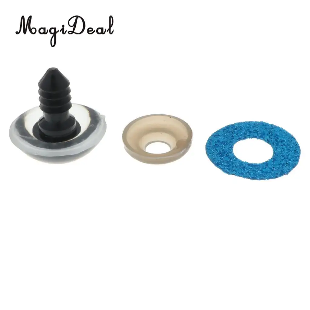 10pcs 16mm Plastic Round Safety Eyes + Glitter Nonwovens + Washers For Teddy Bear Soft Stuffed Toy DIY