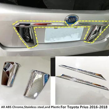 

Car sticker ABS chrome Rear License Plate+Rear Trunk Lid Cover tailgate bumper frame trims For Toyota Prius 2016 2017 2018