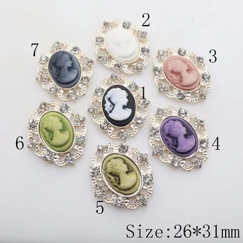 

New 10pc Resin Beauty Avatar Oval Rhinestone Buttons Alloy Buttons Hair Flower Scrapbooking DIY Clothingn Beauty Accessories