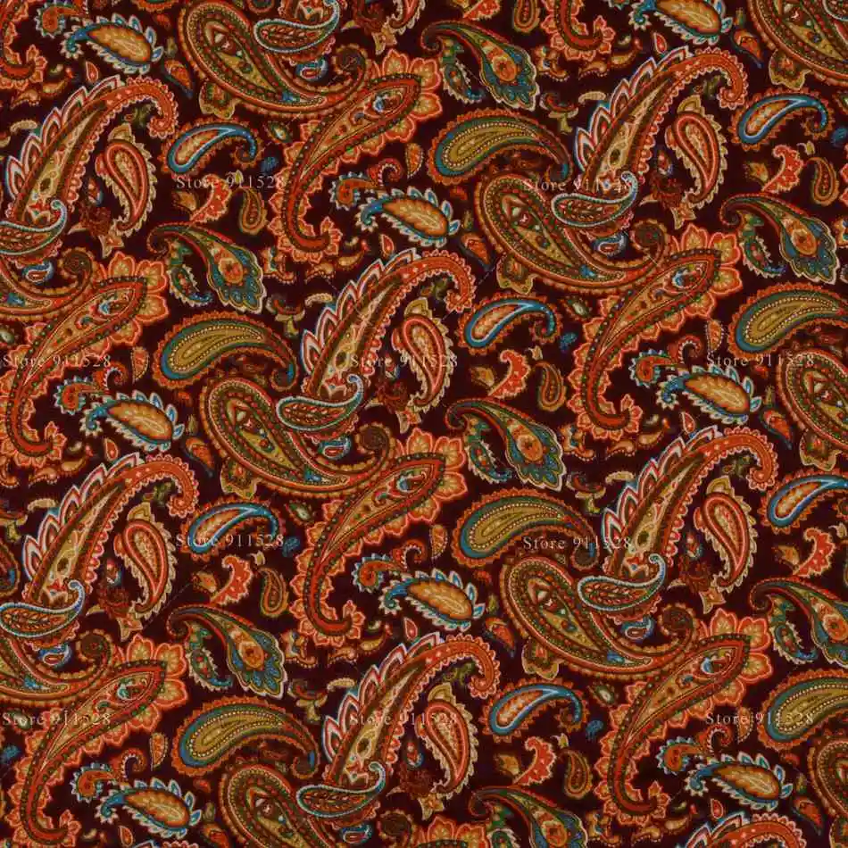 

Coffee Paisley Printed 100% Cotton Poplin Fabric for Dress Shirts Patchwork Quilting Cloth Sewing Tissue 145cm 57" Wide