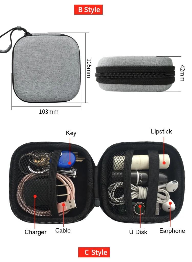 05 Liboer Hard Organizer Earphone Case Storage Small Earphone Bag Mini Earphones Pouch EVA Protective Case for Earphones and Cables