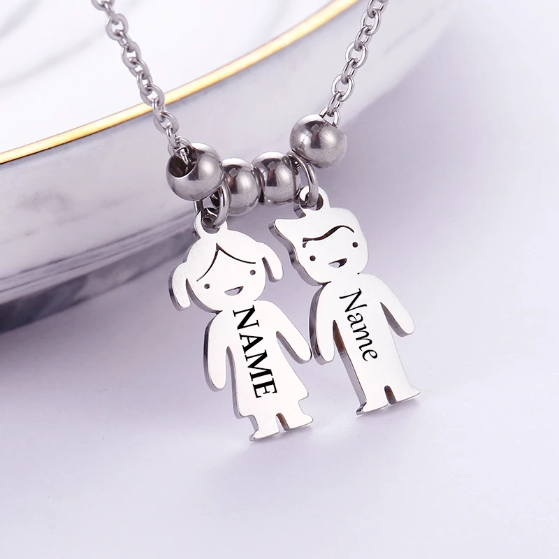 Custom Engraved Name Necklace Can Choose Boy Girl Stainless Steel