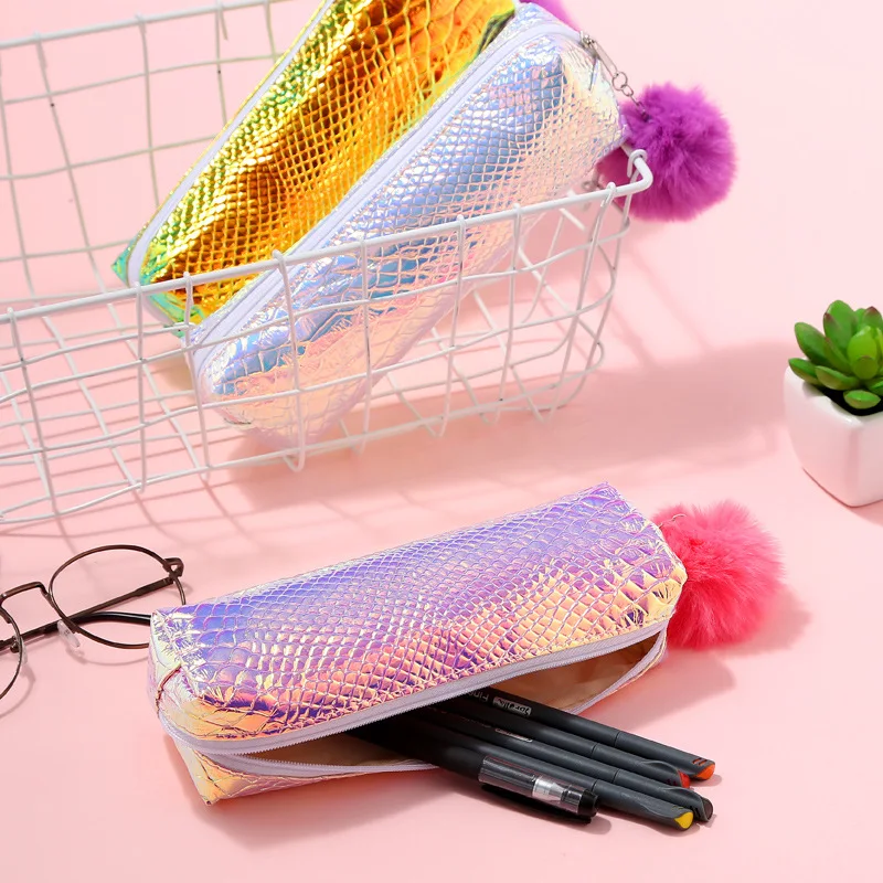 

New FashionMermaid Scale Pencil Case Sequin Cosmetic Pouch Sparkle Reversible Double Color Handbag Glitter Students Pencilcase