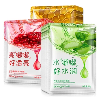

BIOAQUA Face Mask Aloe Honey Red pomegranate Facial Mask Deep Moisturizing Sheet Mask Brighten Skin Mask Korean Cosmetics
