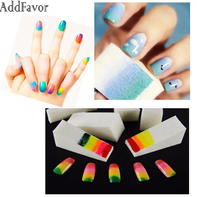 

AddFavor 10pcs Nail Art Gradient Color Stamping Sponge Nail Polish Art Stamp DIY Creative Nails Buffer Sponges Manicure tools