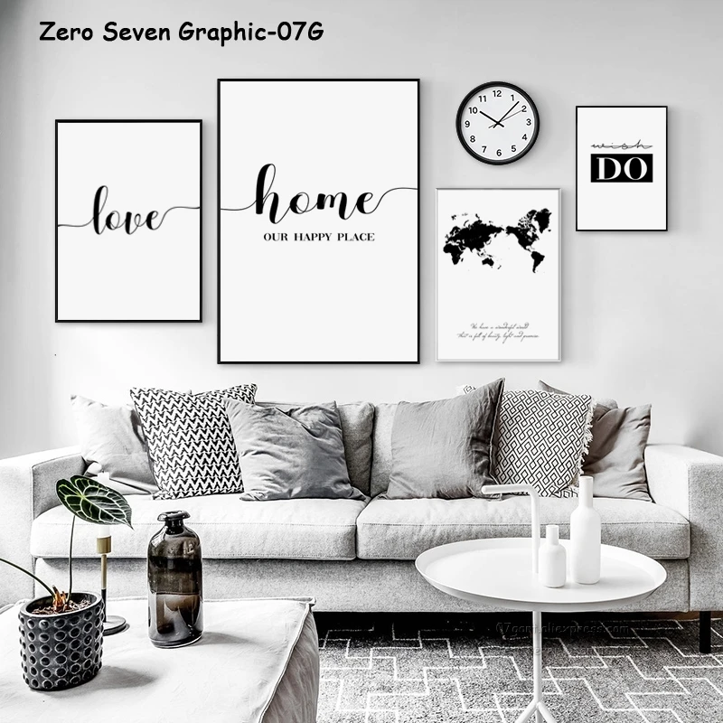 Minimalistic Phrase And World Map A4 Canvas Painting Prints