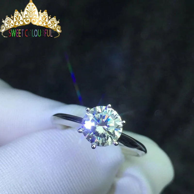 

1 Carat ct Wedding Moissanite Diamond Ring Genuine 18K 750 White Gold