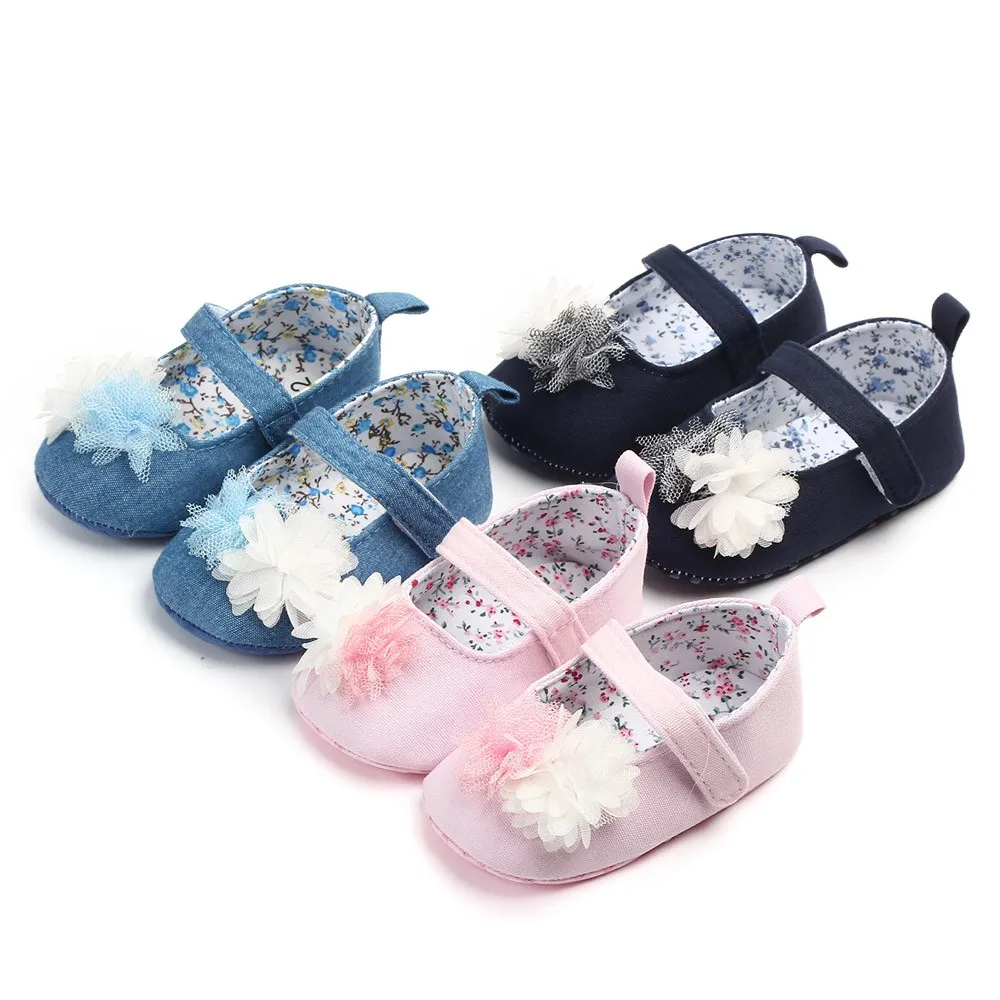 

Floral Infant Learning Walking Newborn Baby Cute Girls Canvas Flower Single First Walker Soft Sole Shoes USPS Dropshipping