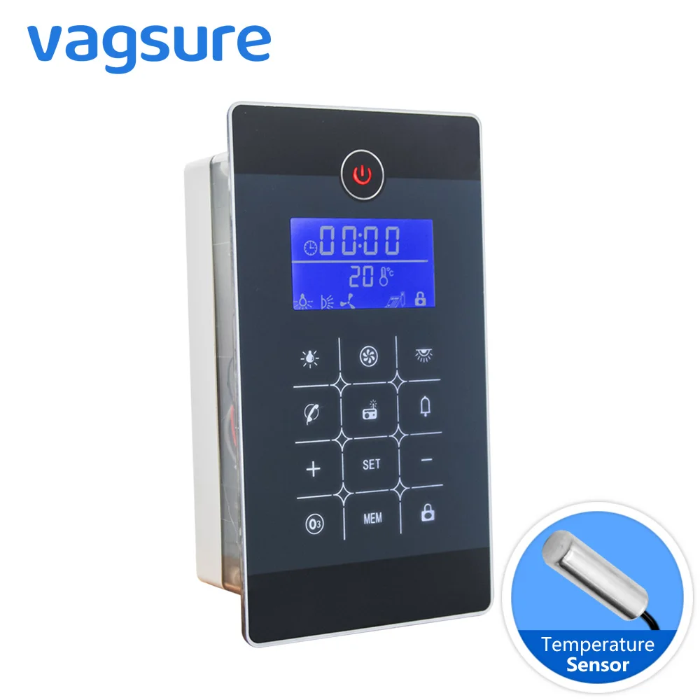 

Vagsure Full LCD Display Screen Induction Speaker Waterproof FM Radio Shower Panel Controller for Shower Room Cabin Accessories