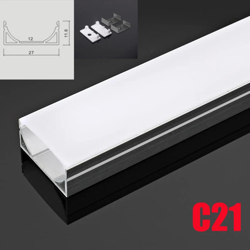 

C21 5 Sets 50cm U Shape LED Aluminum Channel System With Diffuse Cover End Caps Aluminum Profile for LED Strip Lights