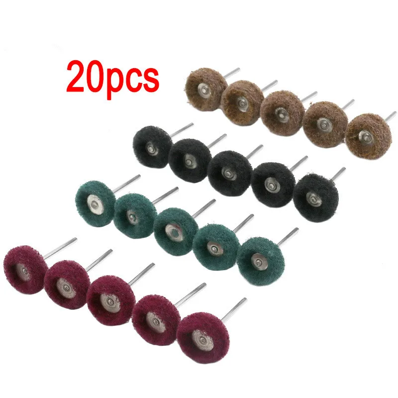 

20Pcs Mini Metal Polishing Brush Rust Removal Scouring Pad Fiber Grinding Abrasive Wheel Set Sanding Sponge Bit