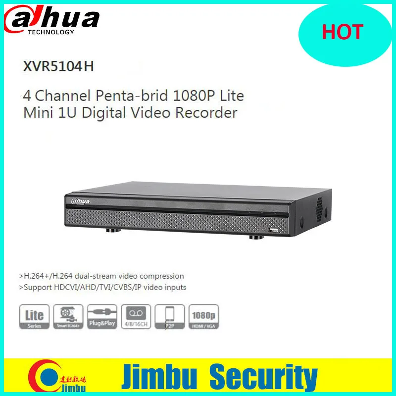 

Dahua XVR video recorder DVR XVR5104H 4ch Support HDCVI/ AHD/TVI/CVBS/IP 1 SATA HDD,1080P P2P H.264+/H.264 1080P Lite Mini 1U