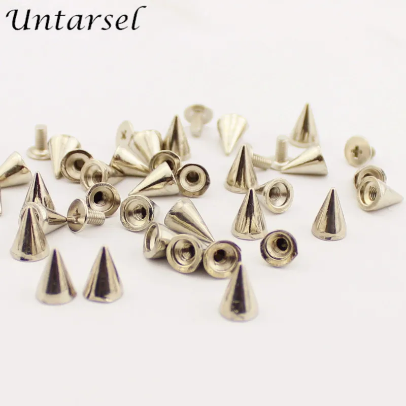 Nickel AC47 10mm x 29mm zinc Alloy Cone Rivet Screw in Bullet Rivet Spike Purse Rivets Spike Rivet Studs Spots Leather Rivet for Bag Making Clothing Shoes 6 Sets per lot
