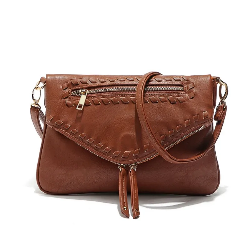 Women Double sided flap Bags Retro Shoulder Bag Small PU Leather