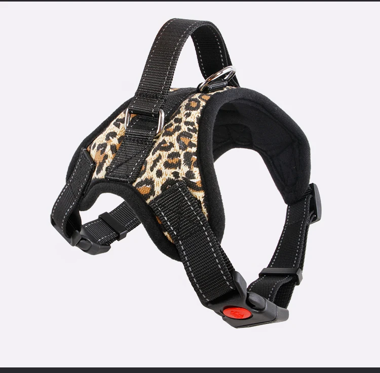 

FM5 Free shipping Adjustable Pet Harness Collar Leopard Professional OutDoor Dog Hand Strap for Large Dogs Pitbulls Labrador