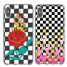Клетчатый фиолетовый и розовый пламя роза задняя крышка Мягкий силиконовый чехол для телефона для iphone 11 Pro Max SE 5 5S 6 6splus 7 8 plus X XR XS MAX