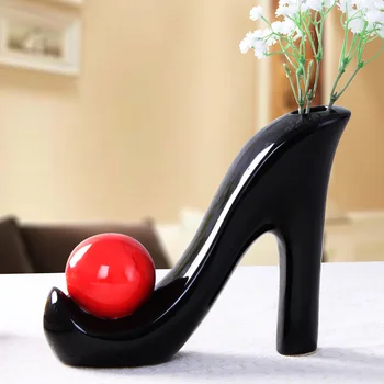 

Black red Mascot porcelain high heels ornaments Home Decor ceramics crafts vase figurines room decoration wedding decorations