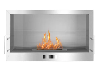 

Real fire stainless steel ethanol recessed fireplace