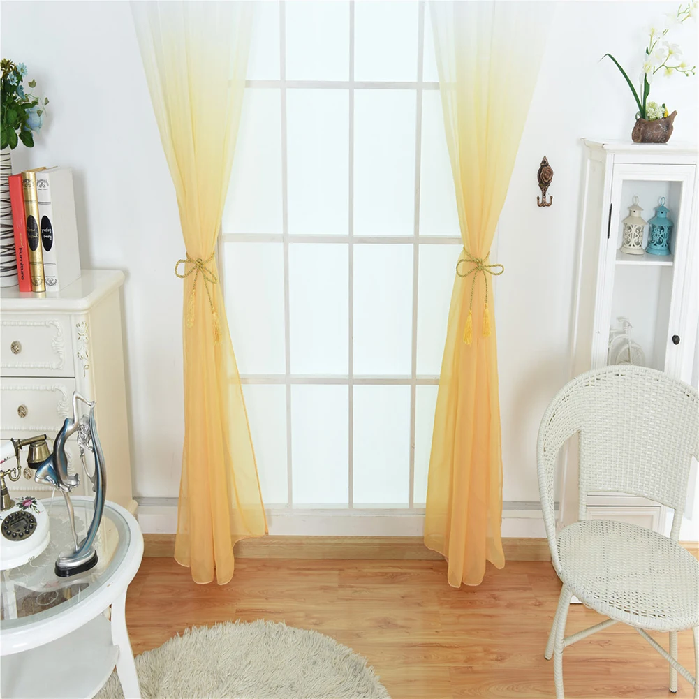 HOT SALE! Modern Gradient Color Window Tulle Curtain Sheer Drape Valance Bedroom Decor Home Textile