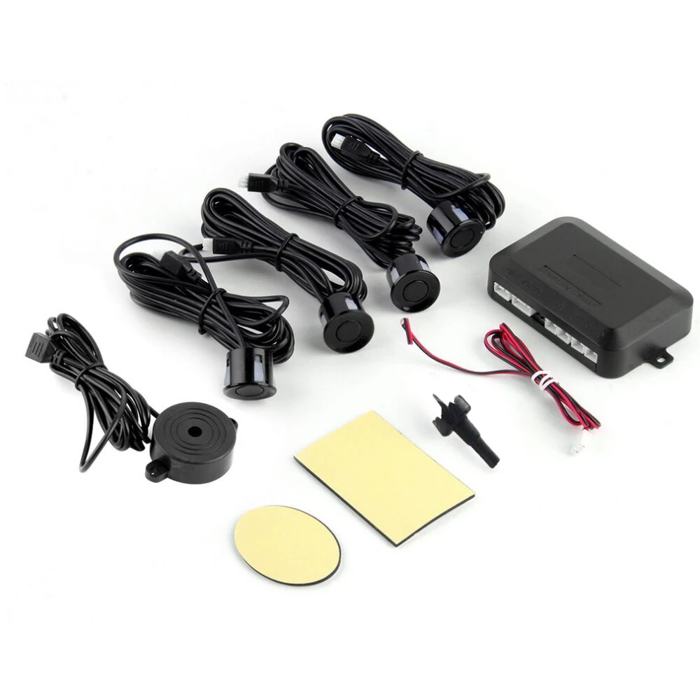 DC12V LED Car Parking Sensor 4 Sensors Monitor Auto Reverse Backup Radar Detector System Kit Sound
