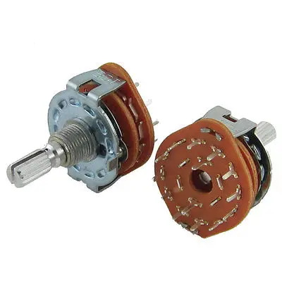 2 шт. AC 125 V 0.3A 250 V 0.6A цепи 2pole 6 позиций поворотный выключатель с фокусным расстоянием 25 мм