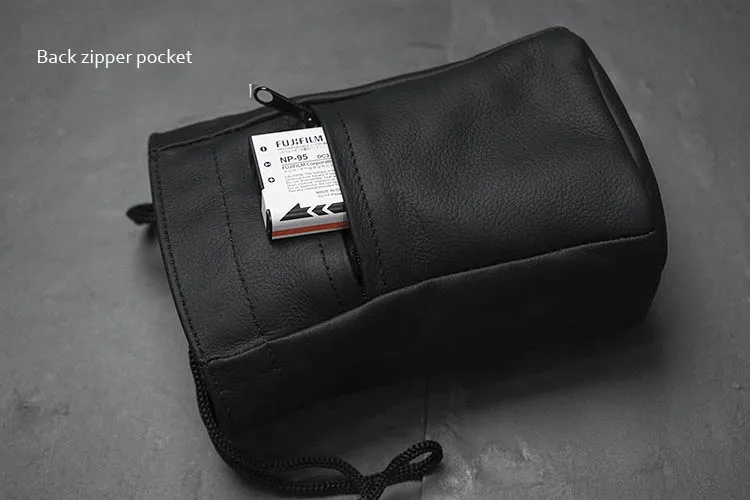 Черная сумка для камеры Roadfisher из натуральной кожи на шнурке карманная хранения
