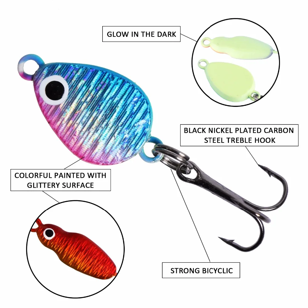 Goture Ice Fishing Lures Lot Lead Jig Head Assorted Size Spoon Hard Bait Hook 
