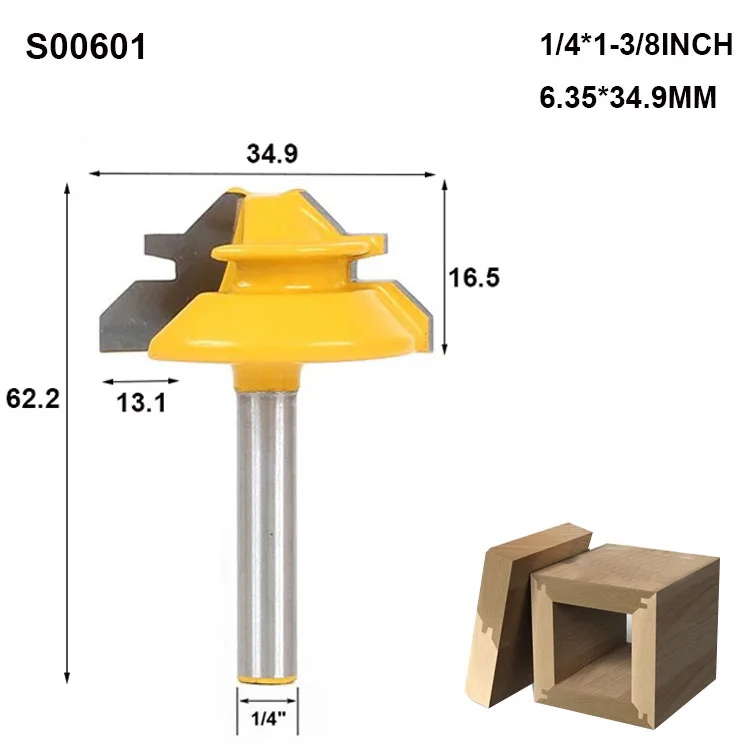 1/" 1/4" 8 мм хвостовик 45 градусов шипованные фрезы для дерева шарнирное долото деревообрабатывающий фрезерный станок с прямым углом ЧПУ Инструмент Бит - Длина режущей кромки: S00601