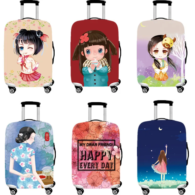 

Elastic 3D Printing Luggage Protective Cover Women Cute Dust Cover Rain Bags For Trunk Case Travel Trolley Suitcase Accessories