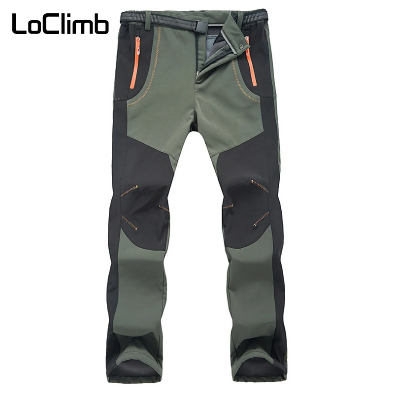 LoClimb мужские зимние уличные походные брюки мужские походные альпинистские спортивные брюки водонепроницаемые флисовые софтшелл лыжные брюки AM110