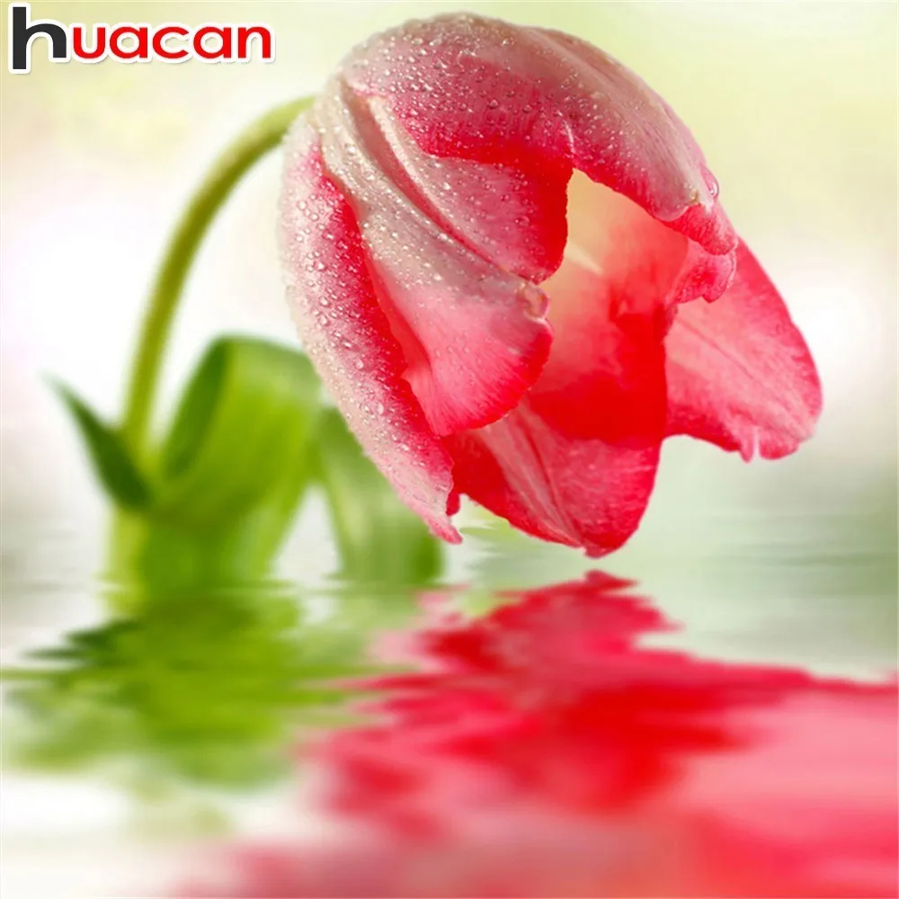 

HUACAN Diamond Embroidery Tulip Full Square Diamond Painting Flower Decor Home Picture Of Rhinestone DIY Diamond Mosaic Flowers